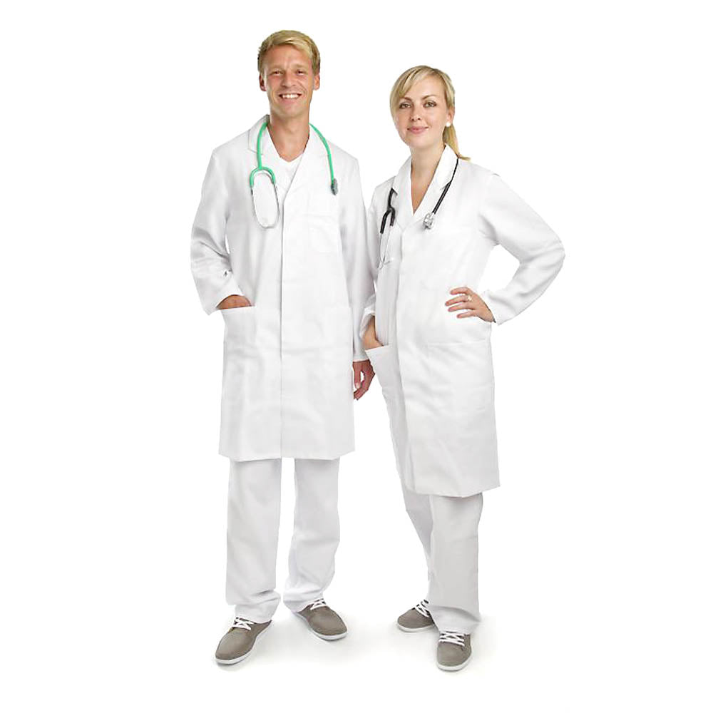 Labormantel unisex-100-%-BW-knielang-weiß-1-Brusttasche-2-Seitentaschen-Gr. XS-XXL-onlineshop-DoctorLab-1